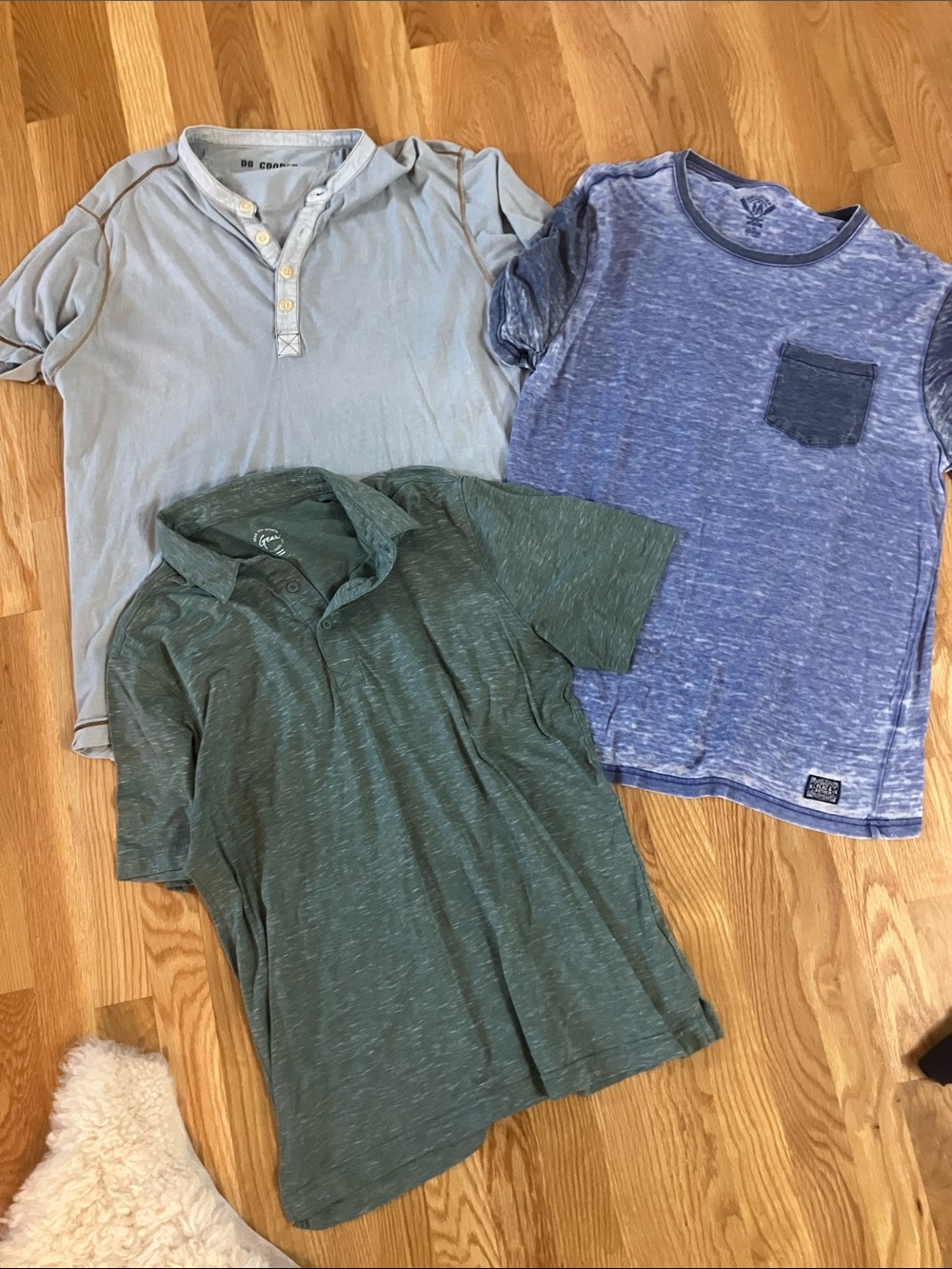 Affliction Men's Polo & Tees Three-Pack in Light Blue, Blue, and Green